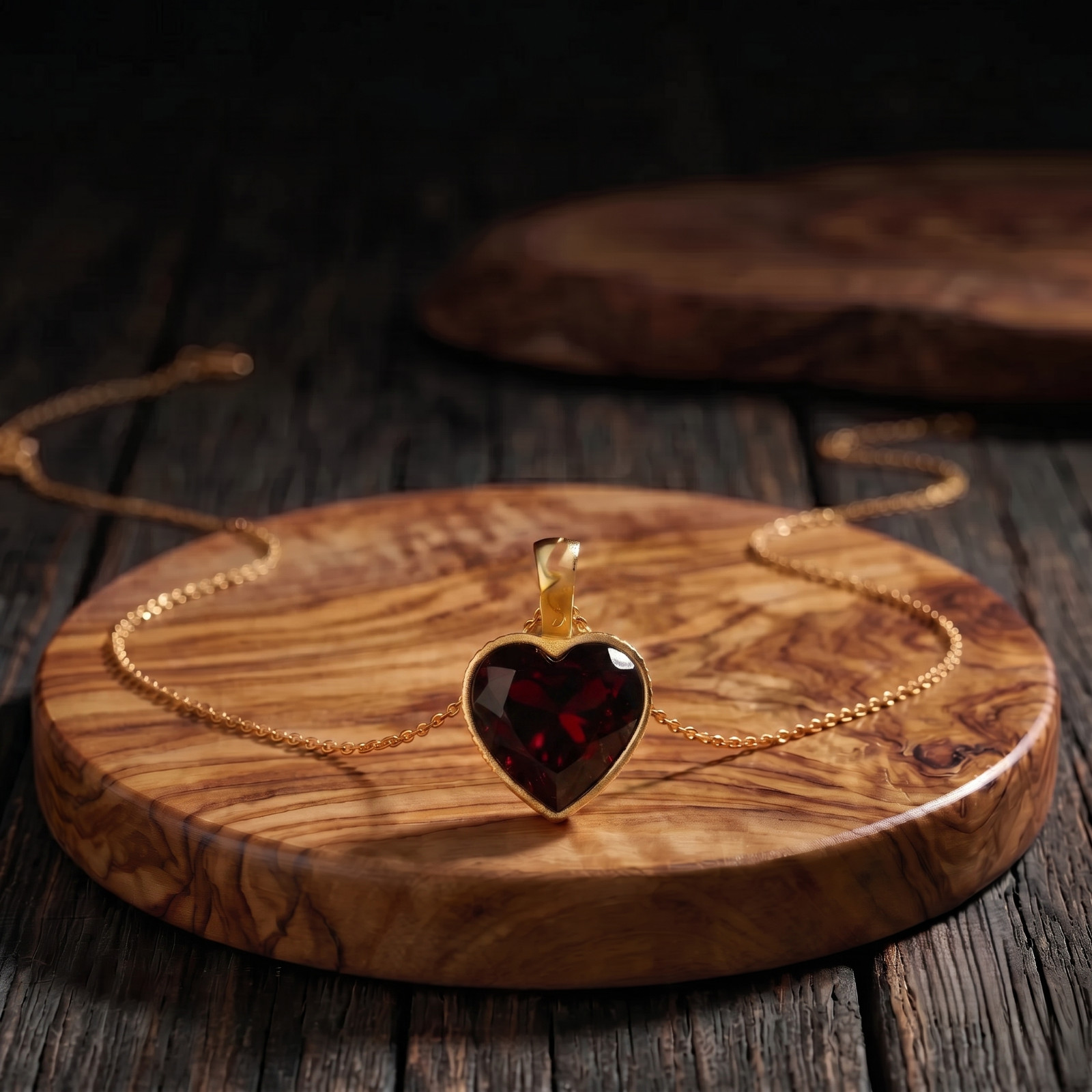 Red Garnet January Birthstone 14k Gold Filled Handmade Dainty Heart Pendant