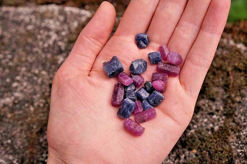 Natural Unheated CERTIFIED Ruby Raw + Sapphire Loose Gemstone Rough Mix 100Carat