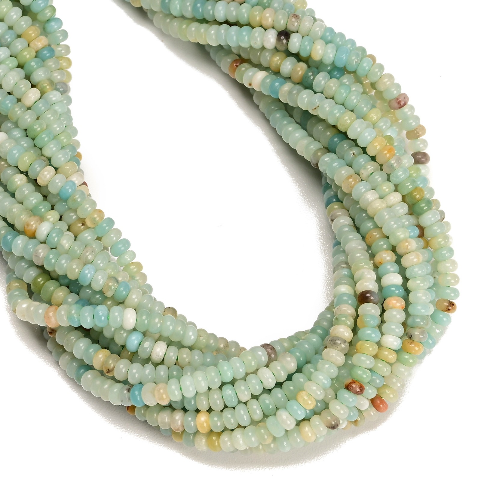 Natural Multi-color Amazonite Smooth Rondelle Beads Size 2×4.5mm 15.5” Strand