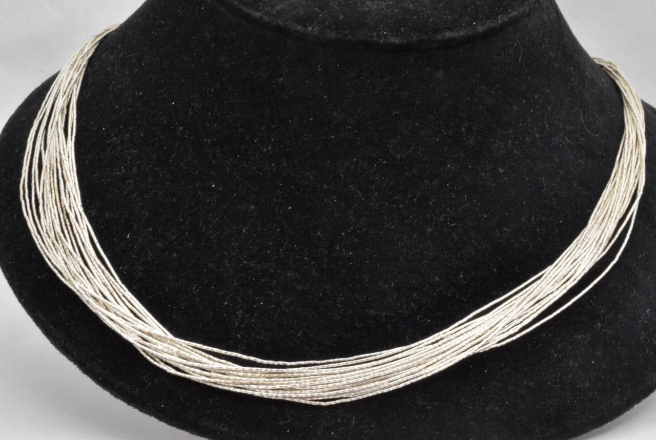 Southwest Traditions Liquid 925 Sterling Silver Heishi 20 Strand 24″ Necklace