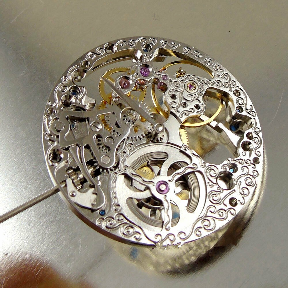 NEW 36.6mm Skeleton Hand Winding Mechanical Watch Movement For ETA 6498 6498-1