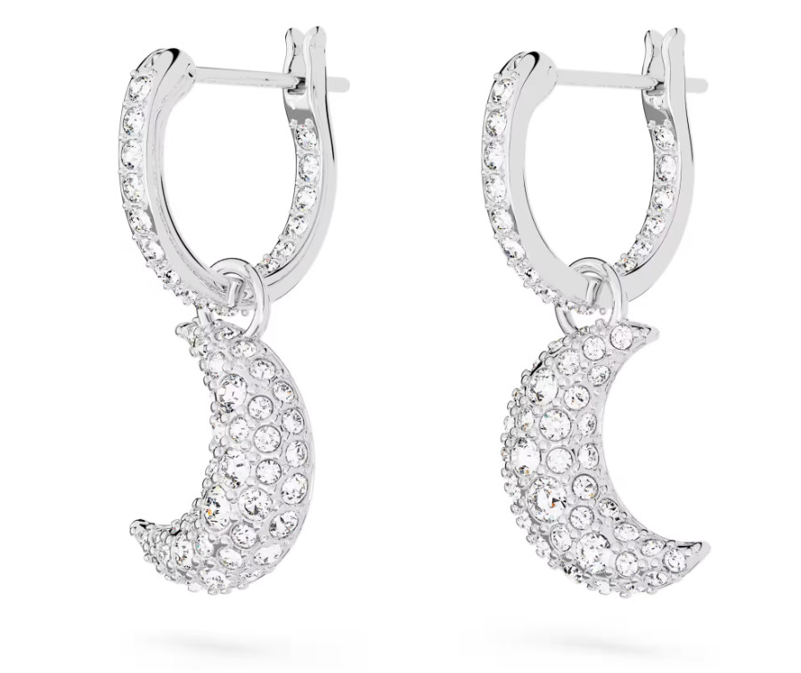 Swarovski Sublima drop earrings Moon, White, Rhodium plated- 5666157 Pre-owned
