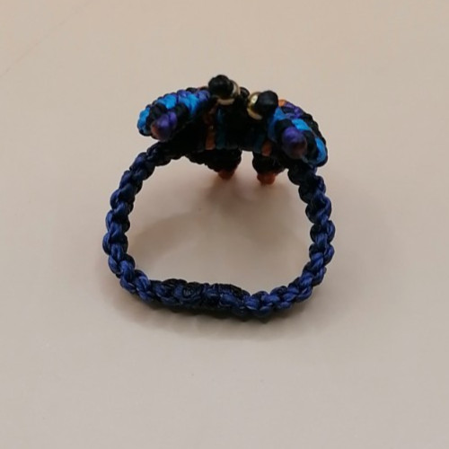 Handmade Monarch Butterfly Ring, Multicolor Macrame Thread