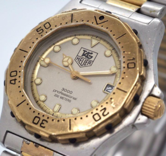 【EXC+5】Tag Heuer 3000 Professional 934.213 Gold 32mm Men’s Watch JAPAN