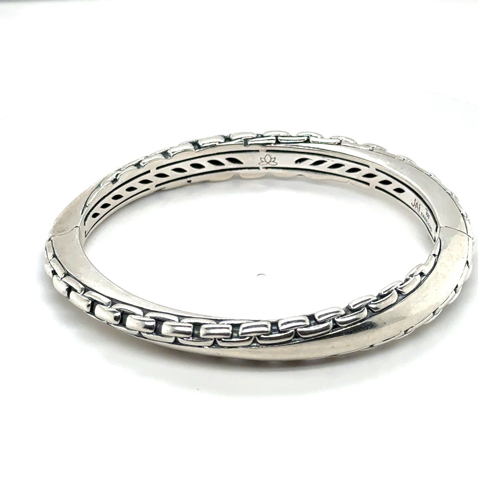 Jai John Hardy Sterling Silver Balance and Harmony Hinged Bangle Bracelet 7” 39g