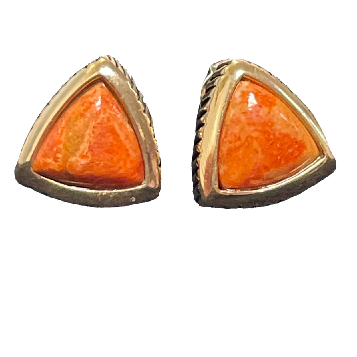 STUDIO BARSE THAI STERLING SILVER 925 / BRONZE JASPER GEMSTONE PIERCED EARRINGS