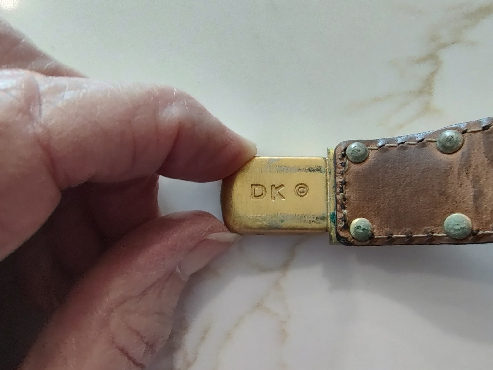 Vintage DKNY Leather Cuff Bracelet Made in Italy