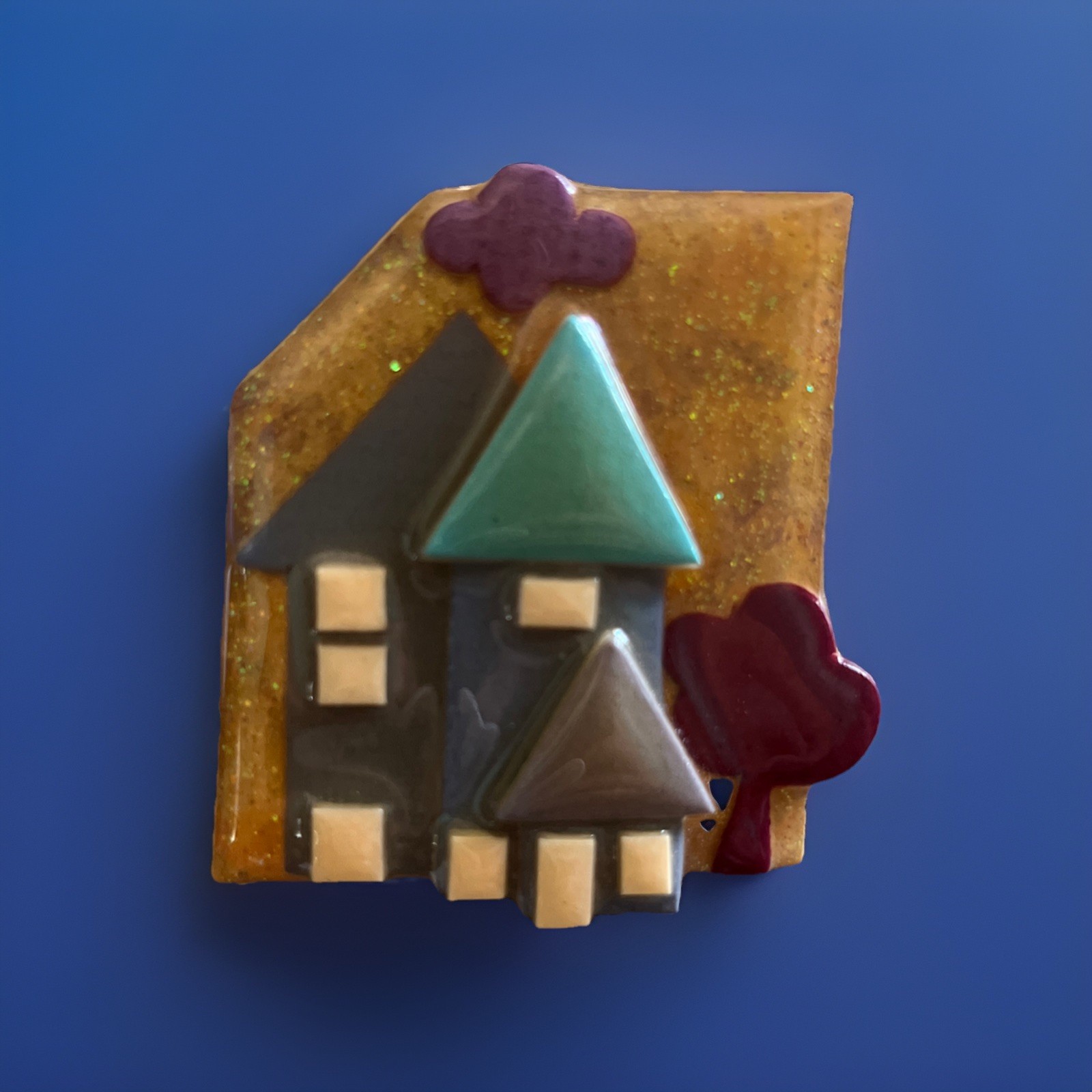 Lucinda House PIN Gray Teal Maroon Lavender Houses And Tree