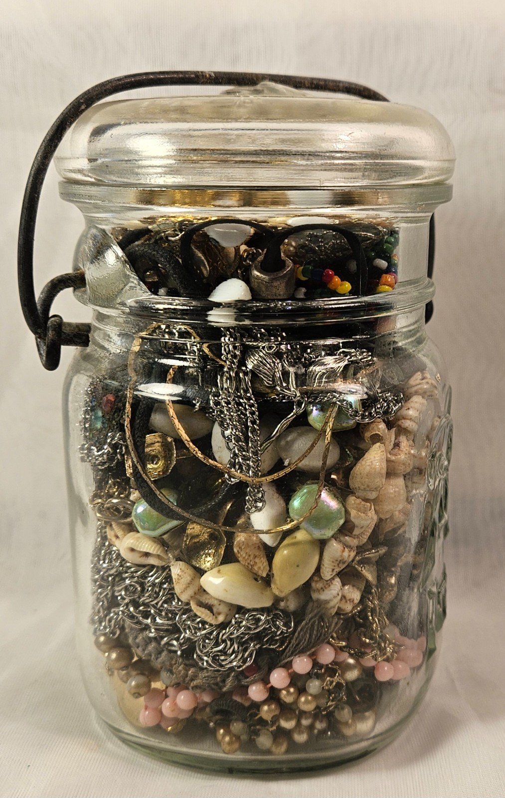Vintage Ball Ideal Jar with #23 Lid Filled with Jewelry