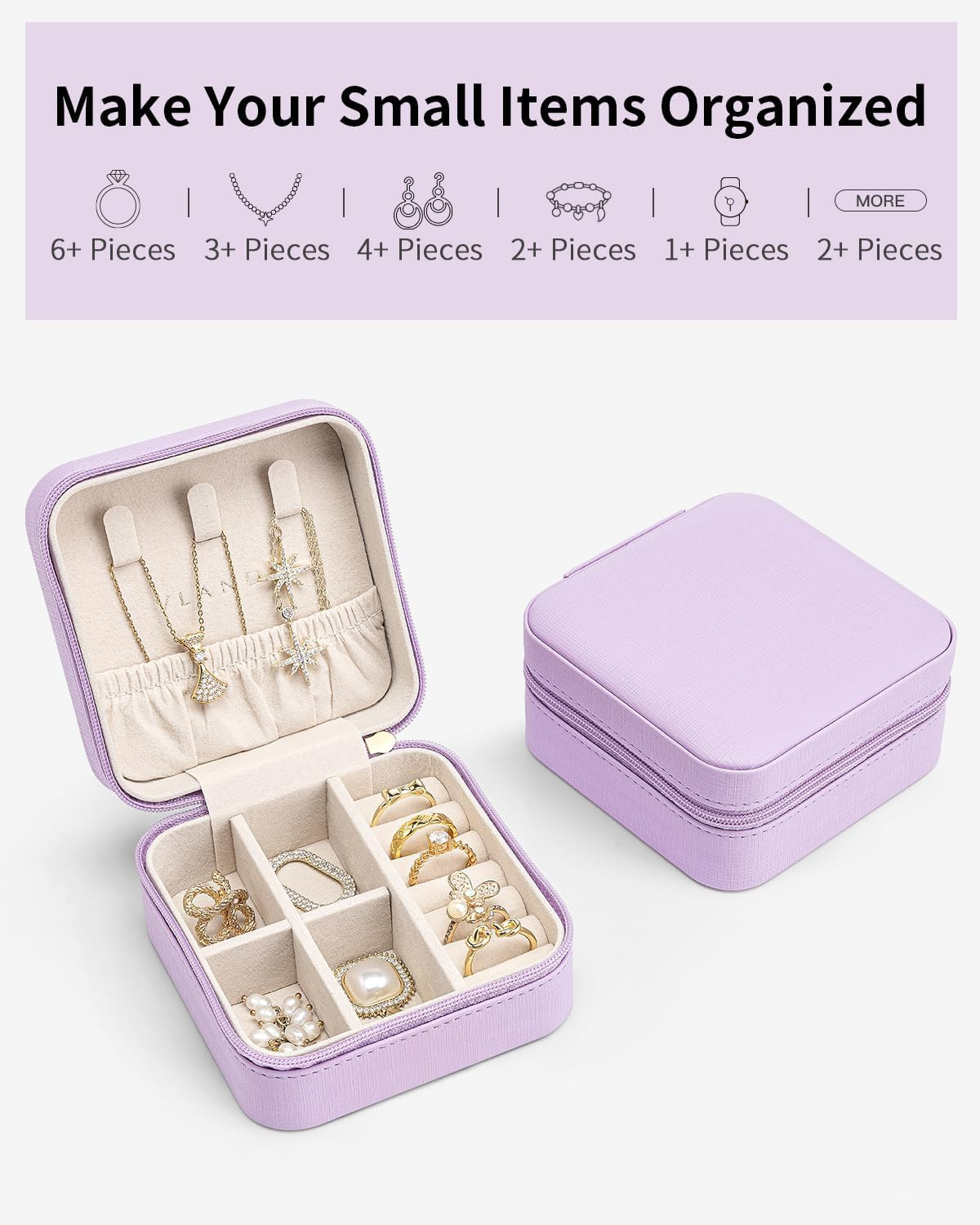 Small Travel Jewelry Box Organizer – Girls Women Gift Rings Earrings Necklaces J
