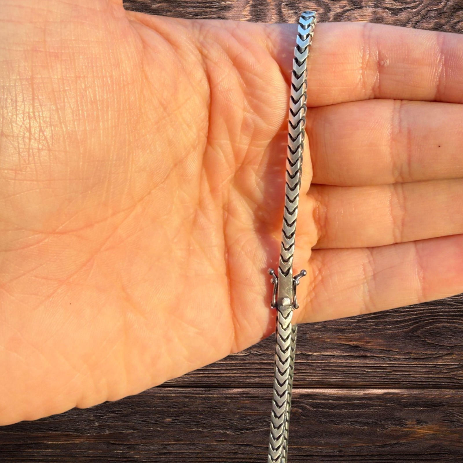 4mm Box Franco Chain Necklace – Solid 925 Sterling Silver Or Oxidized Rhodium
