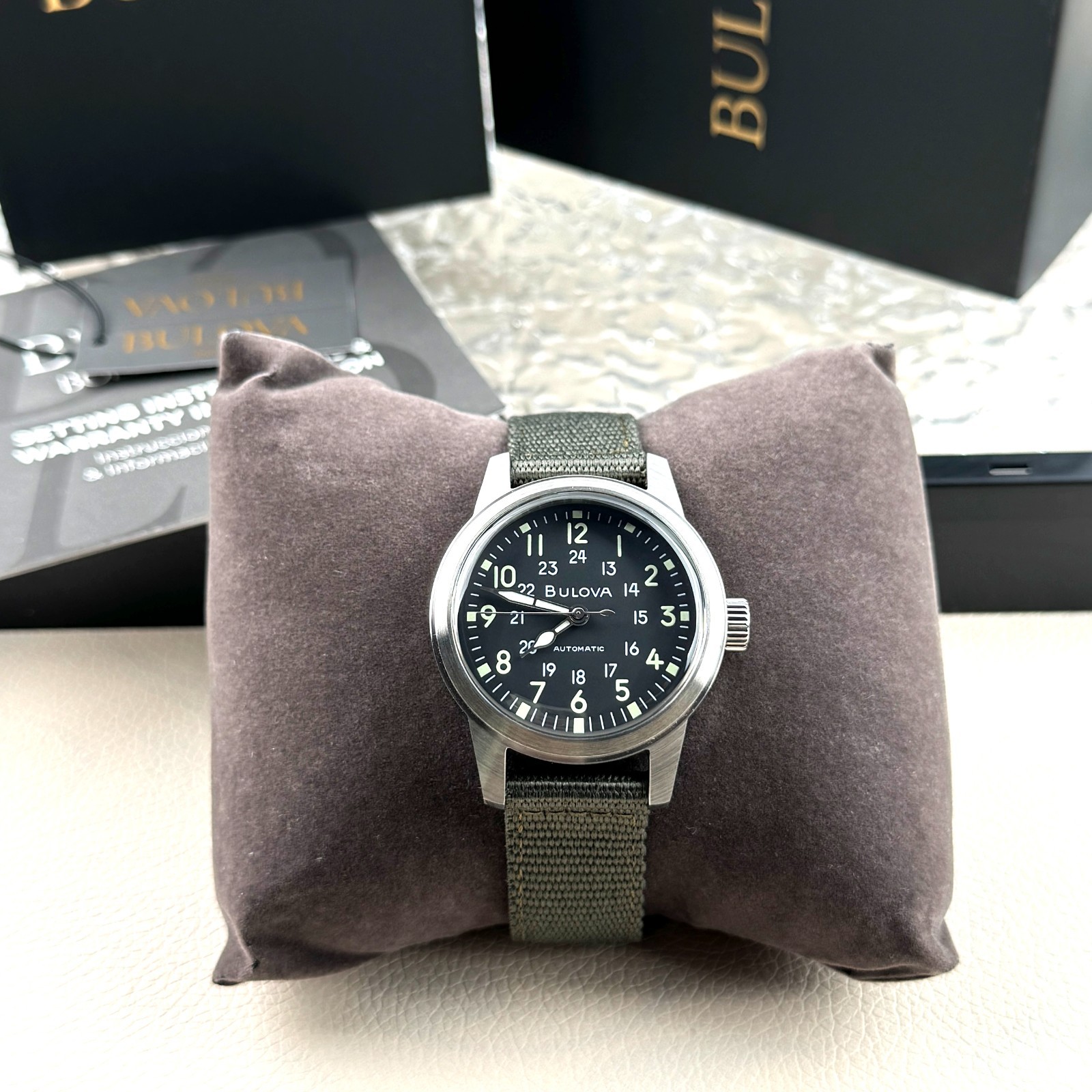 Bulova VWI SPECIAL EDITION Hack Automatic Black Dial Men’s Watch 96A259 38mm