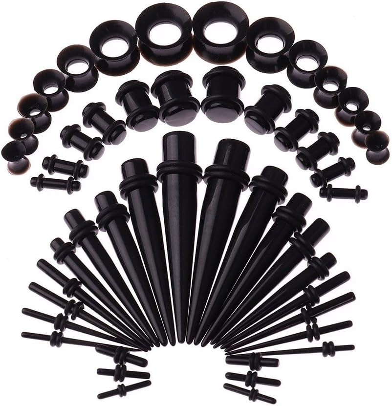 Versatile 50-Piece Ear Gauges Expander Set: Tapers, Silicone & Plugs Included