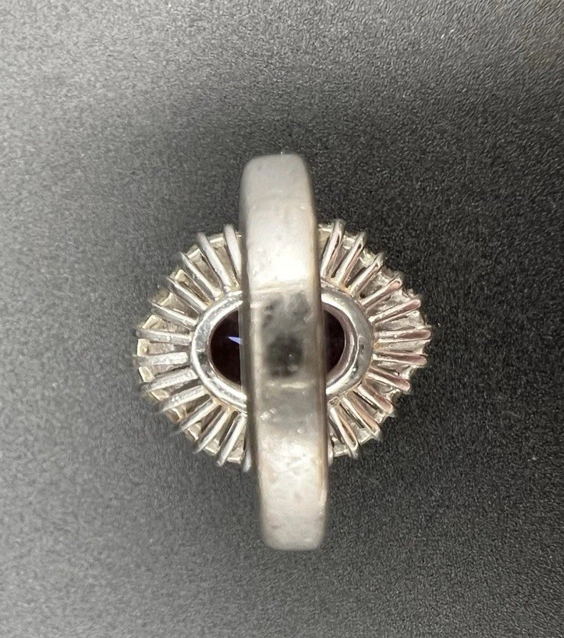 Pink & White/colorless CZ Sterling Silver 925 Ring, Size 4.75.
