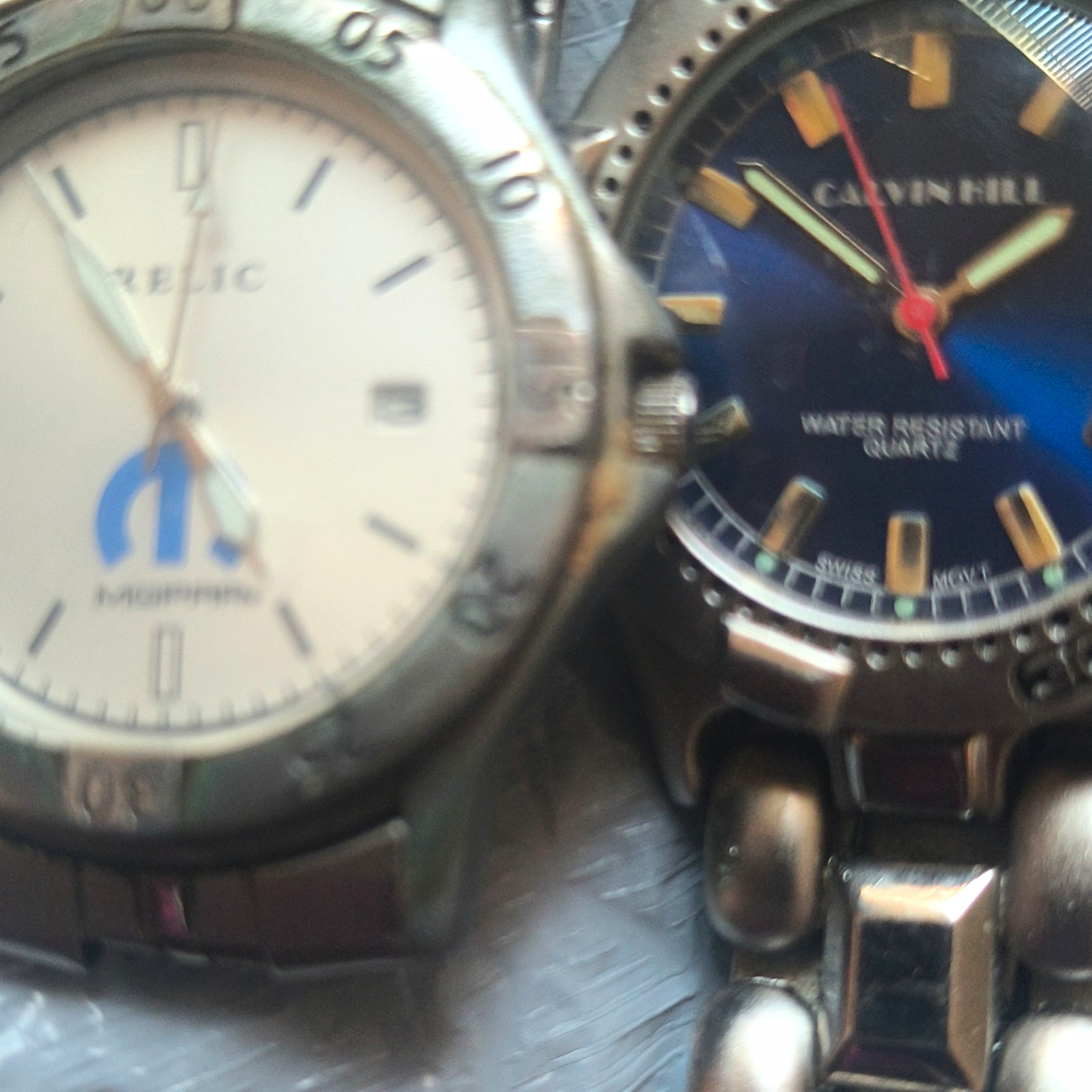 Relic & ACalvin Hill Quartz Analog Date Stainles Steel Silver 40mm 30m Watch