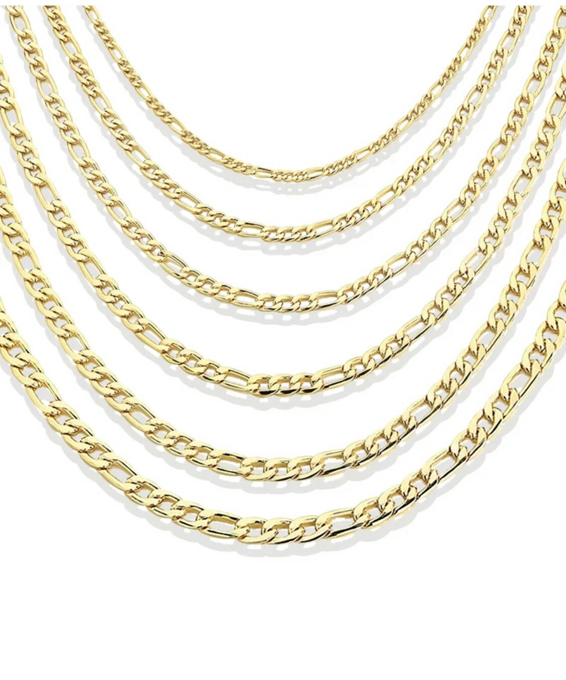 18k Gold Filled Stainless Steel Figaro Cuban Curb Chain 8- 24 Necklace 3-7mm Men