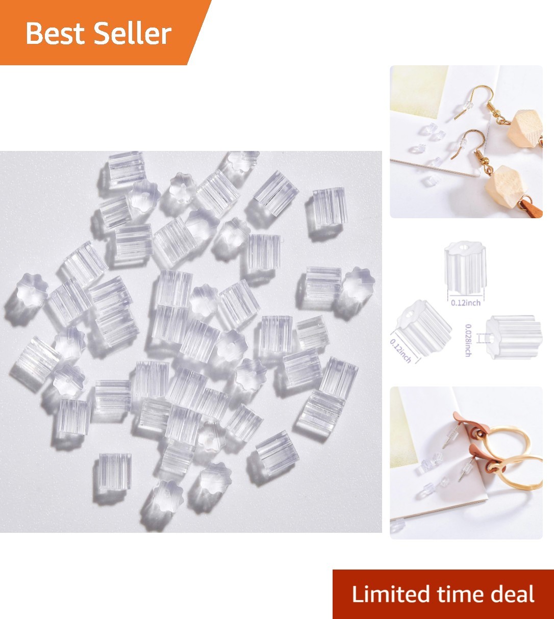 200PCS Hypoallergenic Silicone Earring Backs – Soft Clear Stoppers for Studs