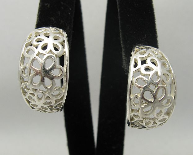Stylish Sterling Silver Earrings Solid 925 Flower Hoops Nickel Free Empress