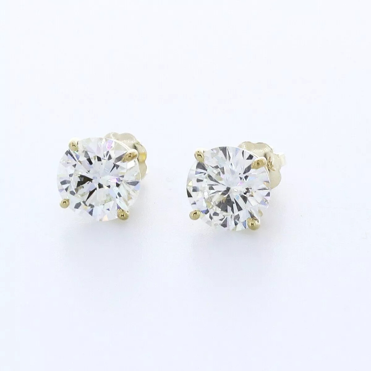 Stud Earrings Solid 14K White Gold Classic 3.20 CT Round Natural Diamond H SI2