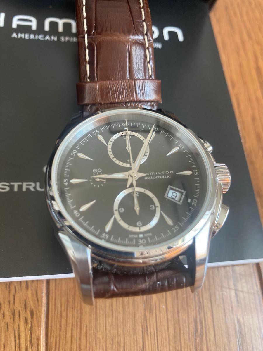 Hamilton Jazzmaster Auto Chrono H32616133 Black Genuine Leather Strap Full Set