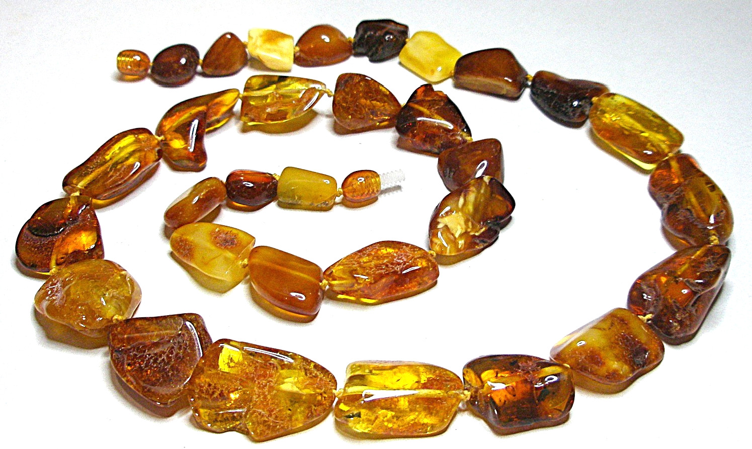 Genuine Polished Baltic Amber Necklace Multicolor 60 cm! – 23.5 inch, Handmade
