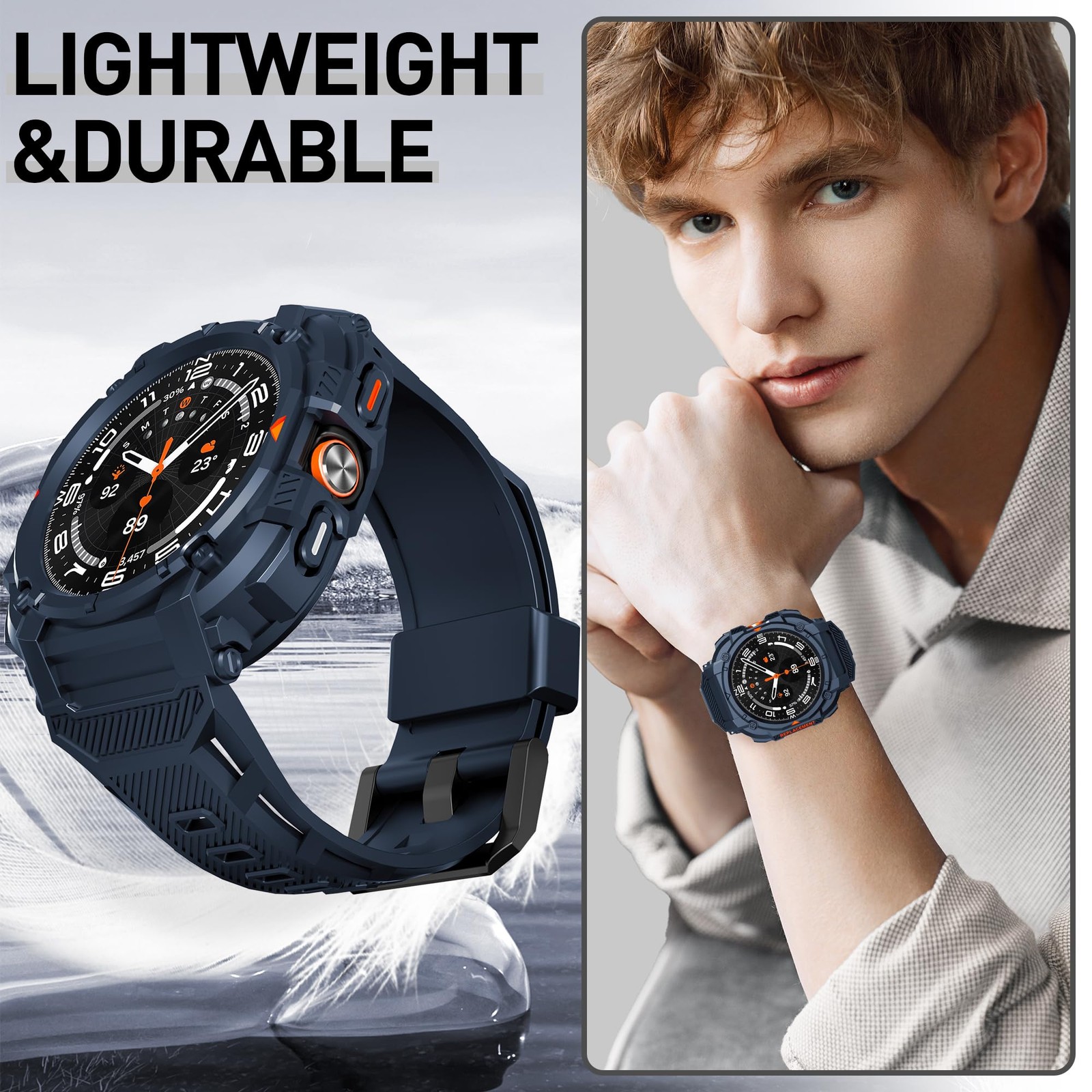 Suoman Samsung Galaxy Watch 7/8 Ultra 47mm Case Band Rugged TPE Matte Protective