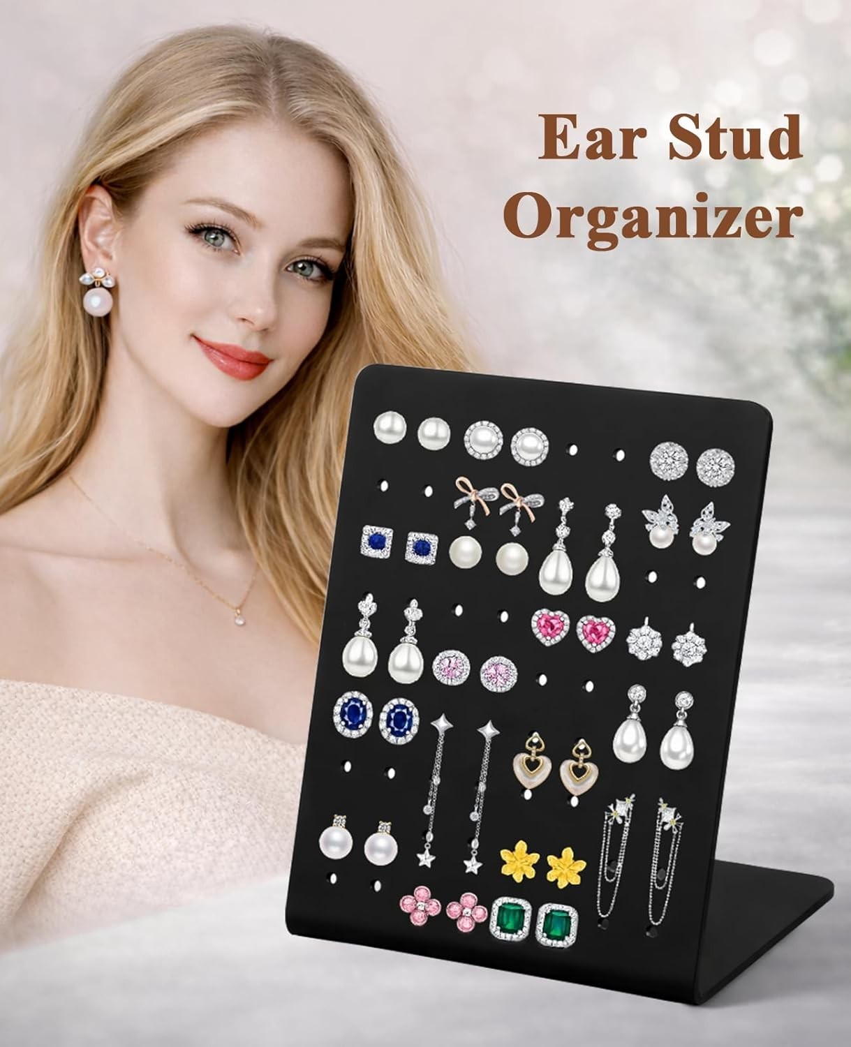 6 Pack 72 Hole Acrylic Earring Display Stand, Stud Earring Holder Set In Blac…