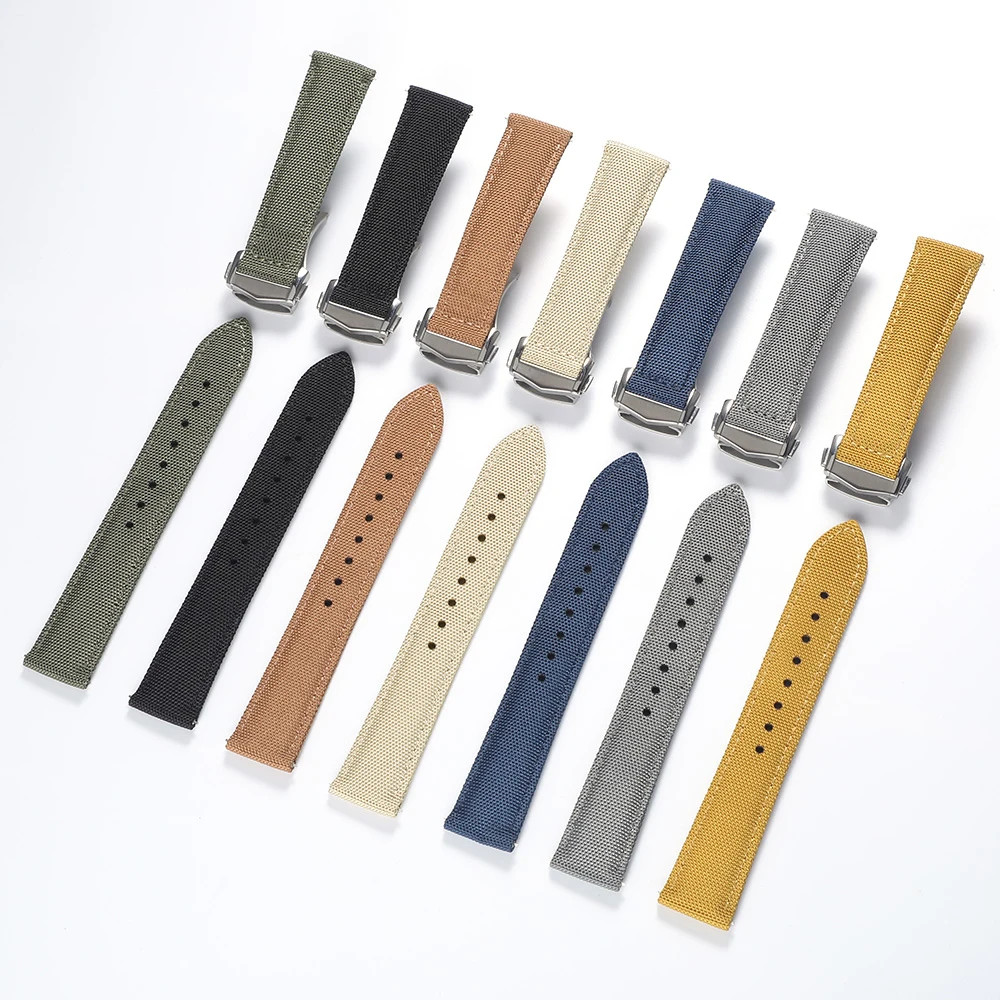 20mm 22mm Sailcloth Watchband Folding Buckle Deployant Quick Release For Omega