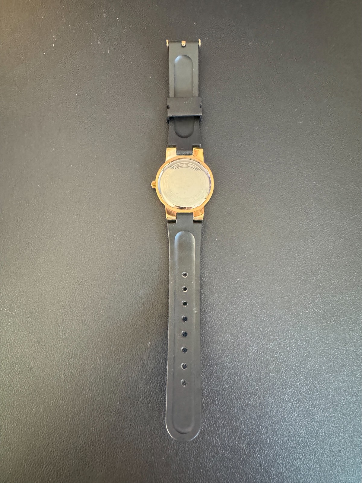Daisy Fuentes Rhinestone Watch MOP Dial Black Strap Women’s Japan Movement