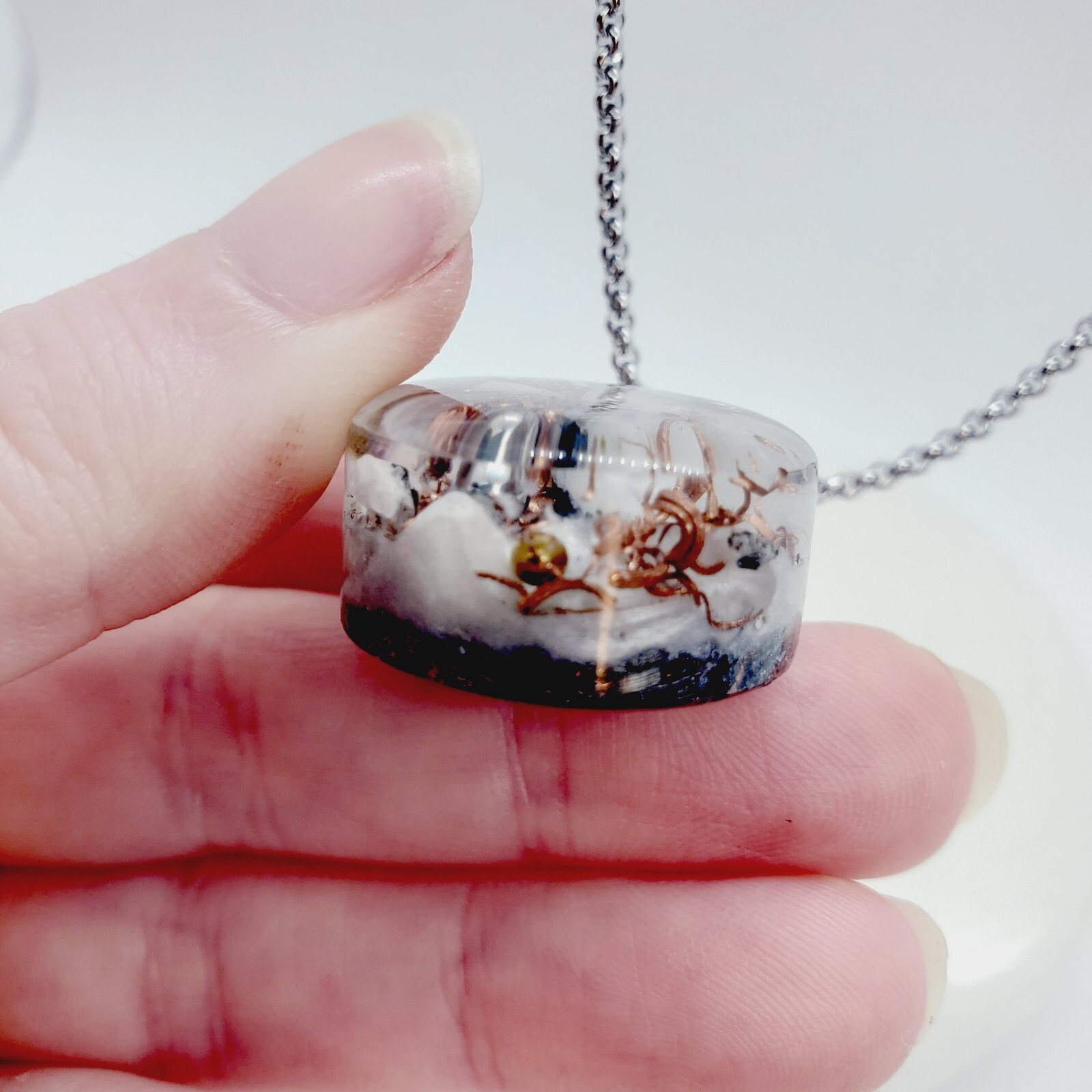 RAINBOW MOONSTONE Orgonite Necklace for Patience and Emotional Balance