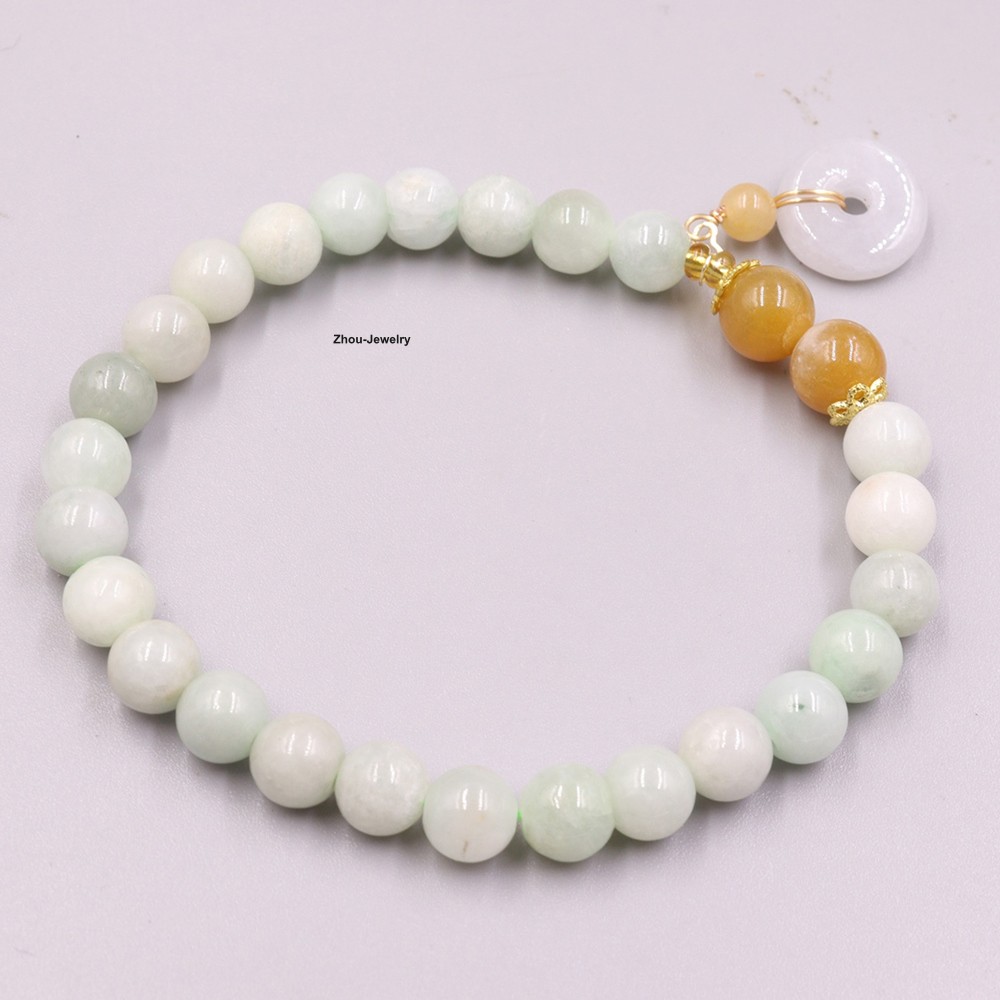 Natural Grade A Jade Pixiu and 8mm Bead Circle Charm Women’s Stretch Bracelet