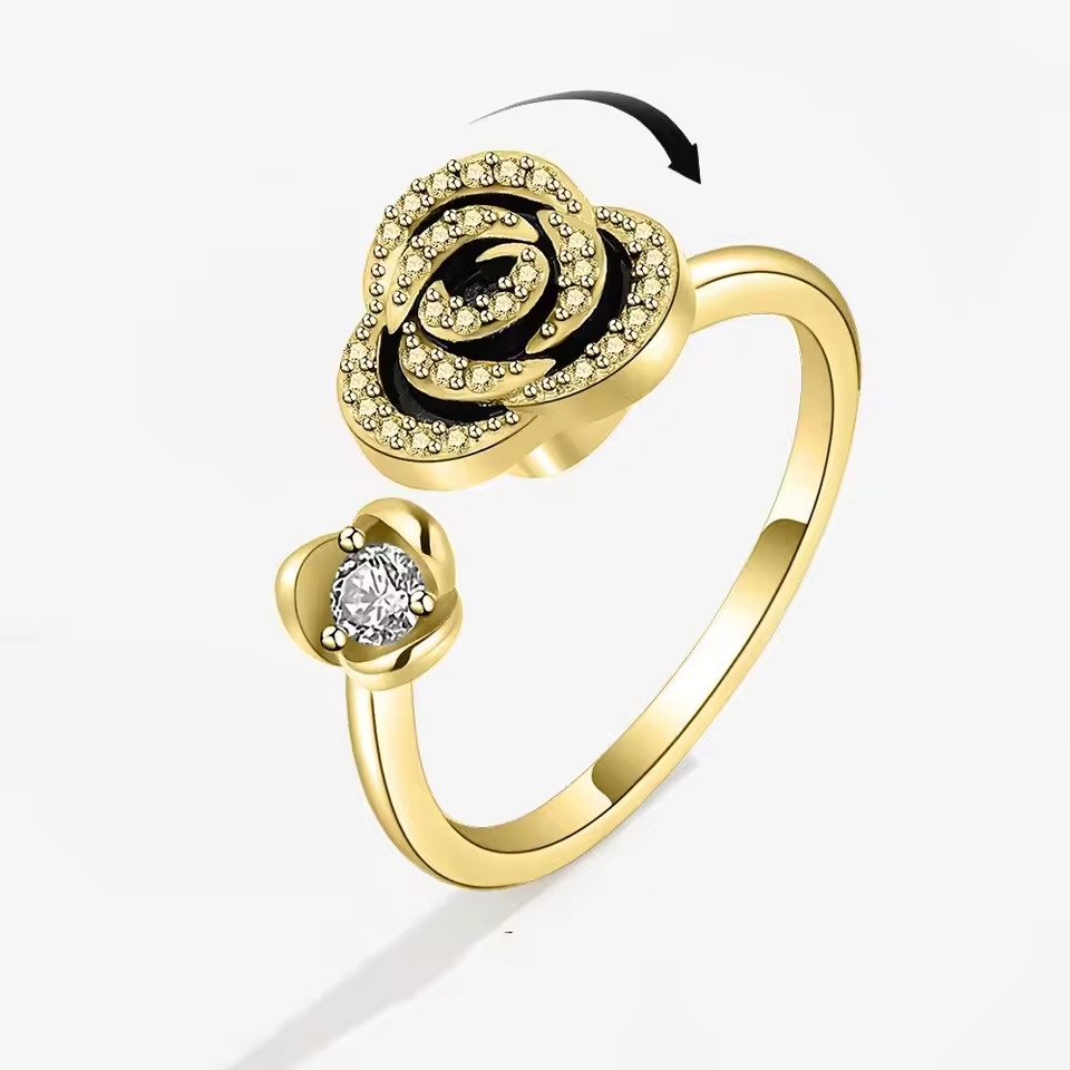 Viral Anxiety Spinner Ring Adjustable Women Stress Relief Fidget Gift Trend