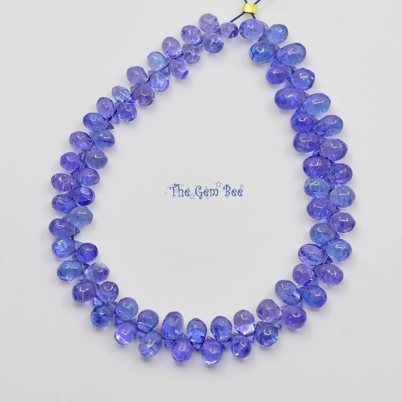 Gem Grade Tanzanite Smooth Full Teardrop Briolette Bead 5 Inch Strand