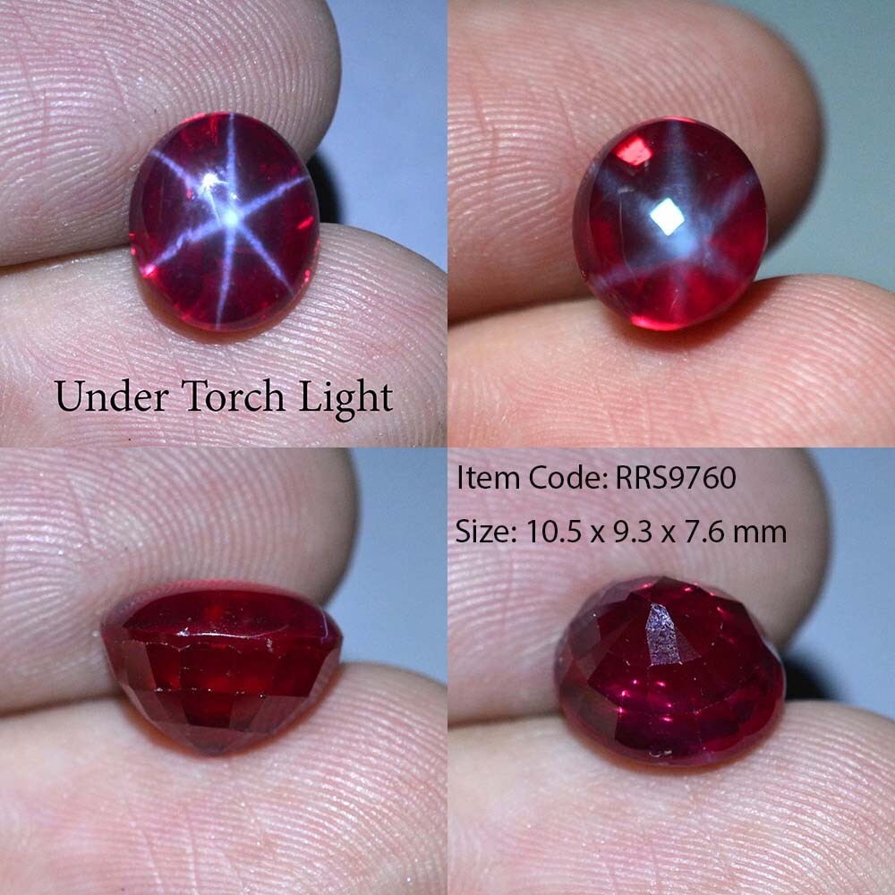 6.95 Ct 10.5×9.3 MM Red Ruby Star Sapphire 6 Rays Lab Corundum VDO RRS9760