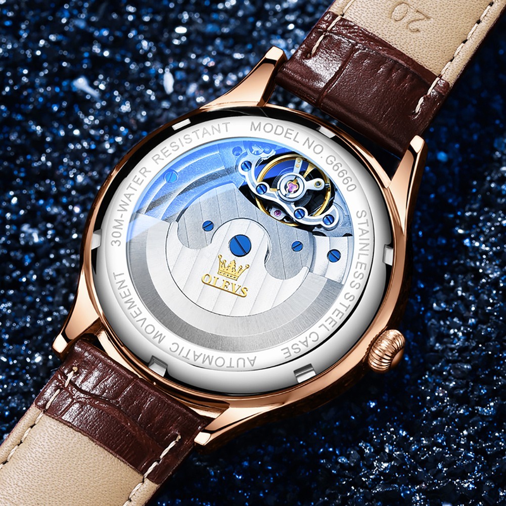 OLEVS 6660 Stylish Moon Face Multi-functiom Water Resistant Mechanical Watch