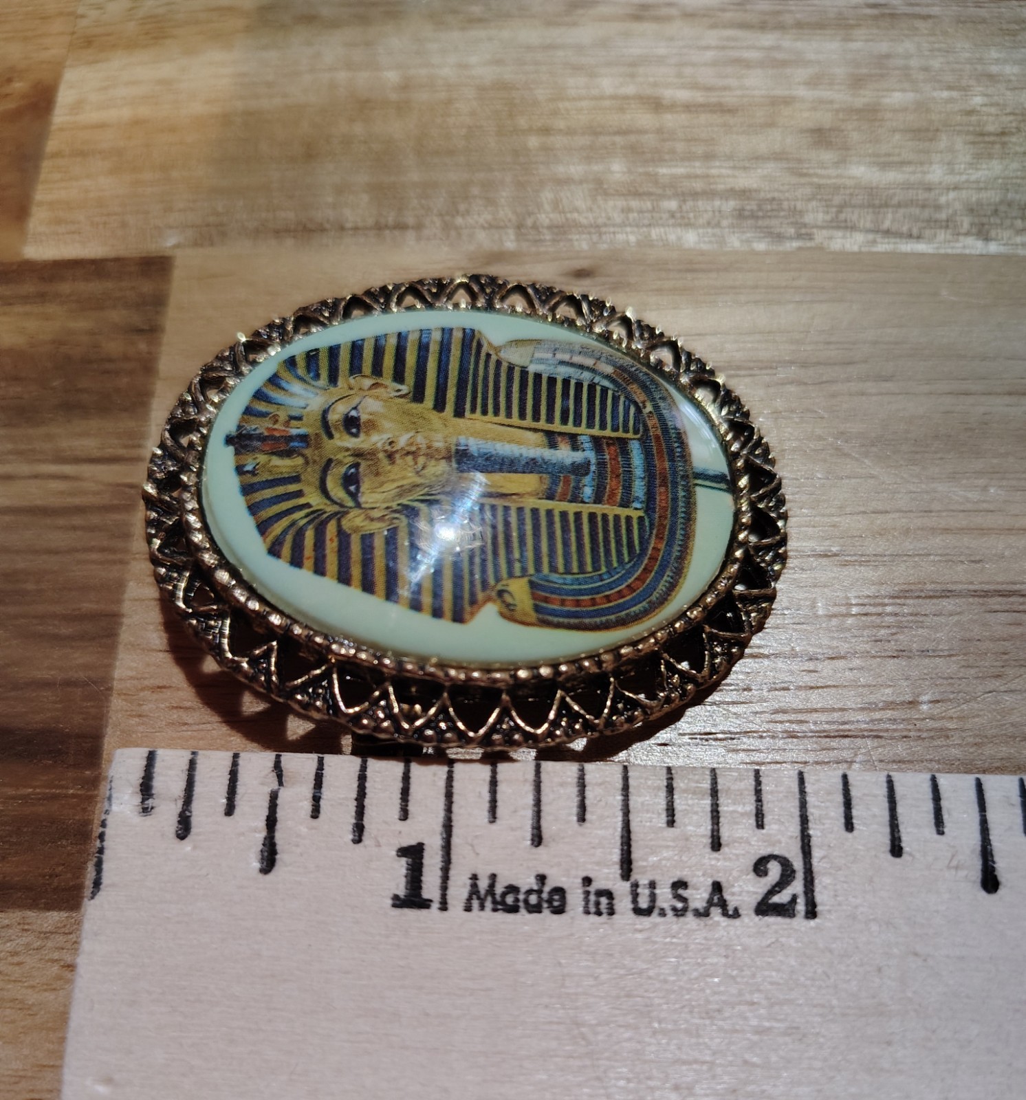 Vintage Style Unmarked PHARAOH Brooch Pendant Egyptian Revival Resin Base Metal