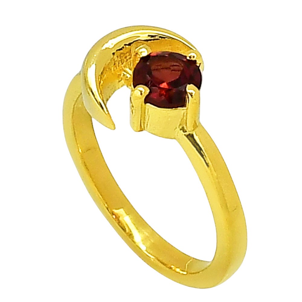 18K Gold Plated Natural Hessonite Garnet – Madagascar Ring s.5 Jewelry TR01468