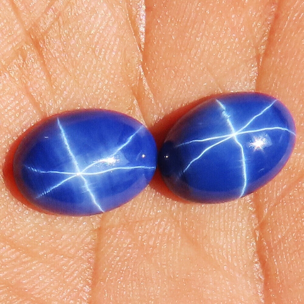 13.45 CT Natural Blue Star Sapphire Pair Oval Cabochon 10x12x5 mm Gemstone BC-33
