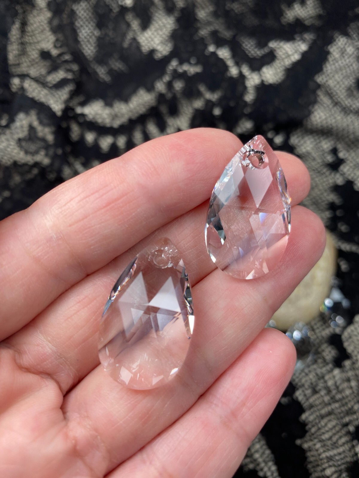SWAROVSKI 6106 Pear Pendant Crystal Clear Pendant Teardrop Suncatcher 2 pc