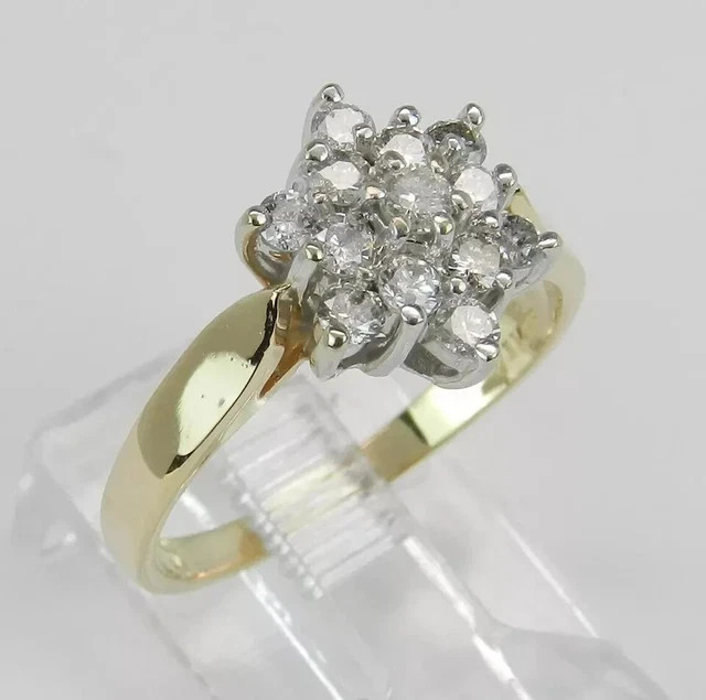 3Ct Round Cut Moissanite Cocktail Cluster Engagement Ring 14K Yellow Gold Plated