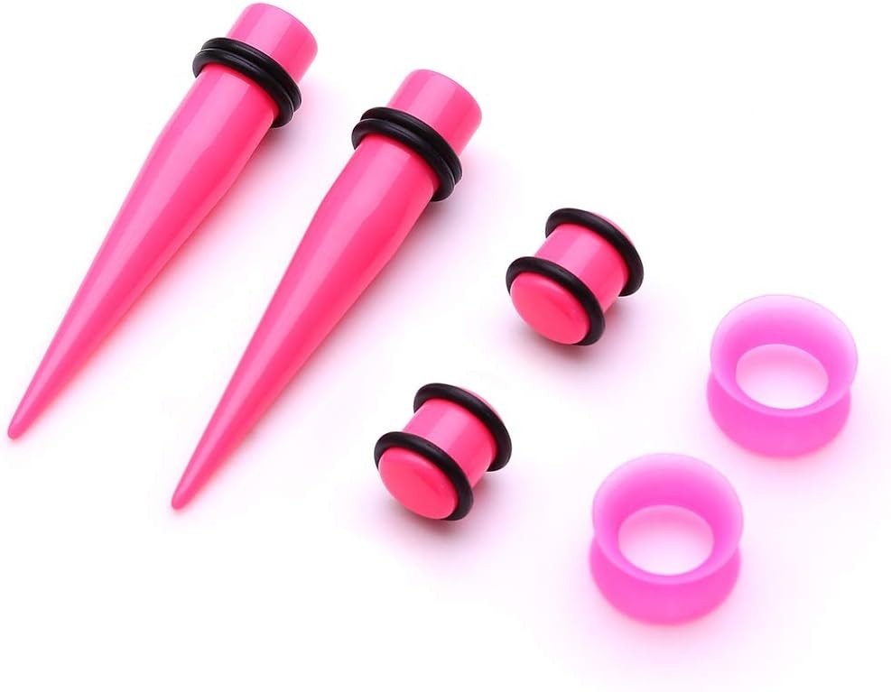 Stylish 50 Piece Acrylic Ear Stretching Kit – Tapers, Plugs & Silicone Tunnels