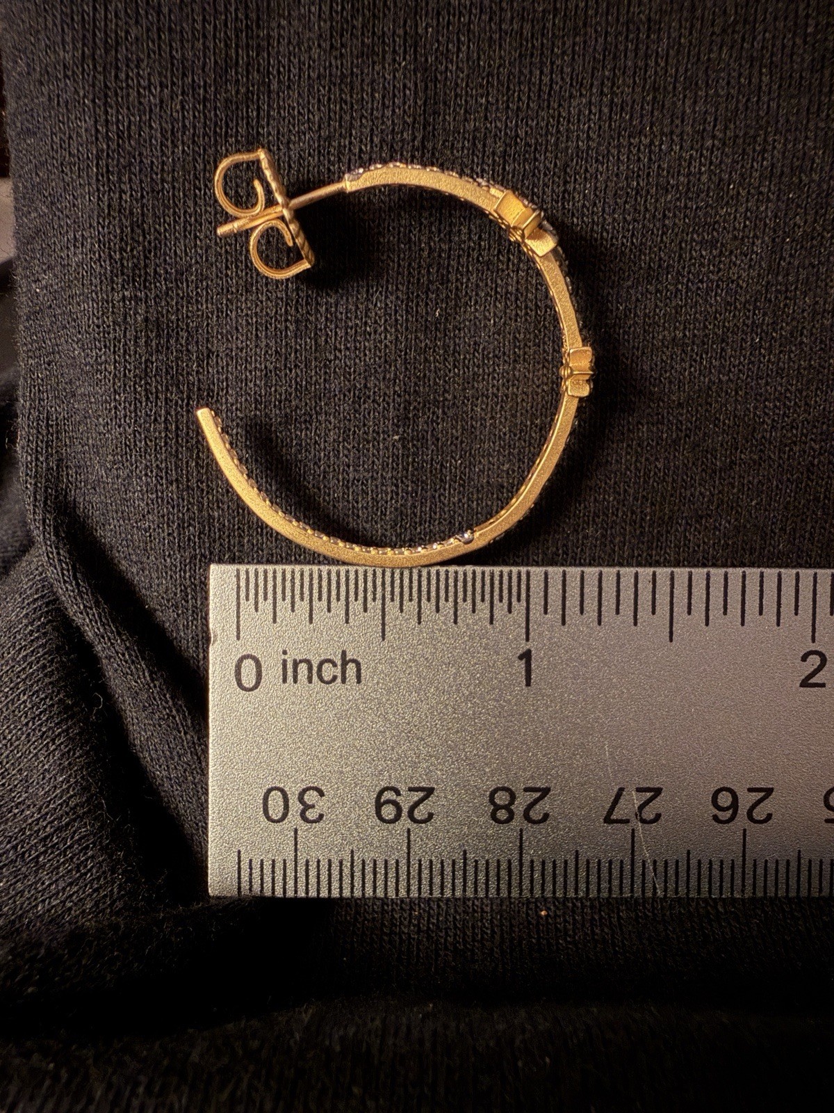 Freida Rothman Celestial Pavé Star Station Hoop Earrings Gold Tone 1.5in