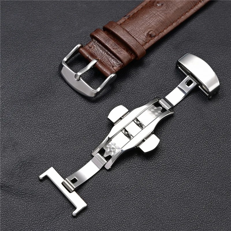 Genuine Cowhide Leather Strap Butterfly Buckle 18-22mm for Tissot 1853 Men Women