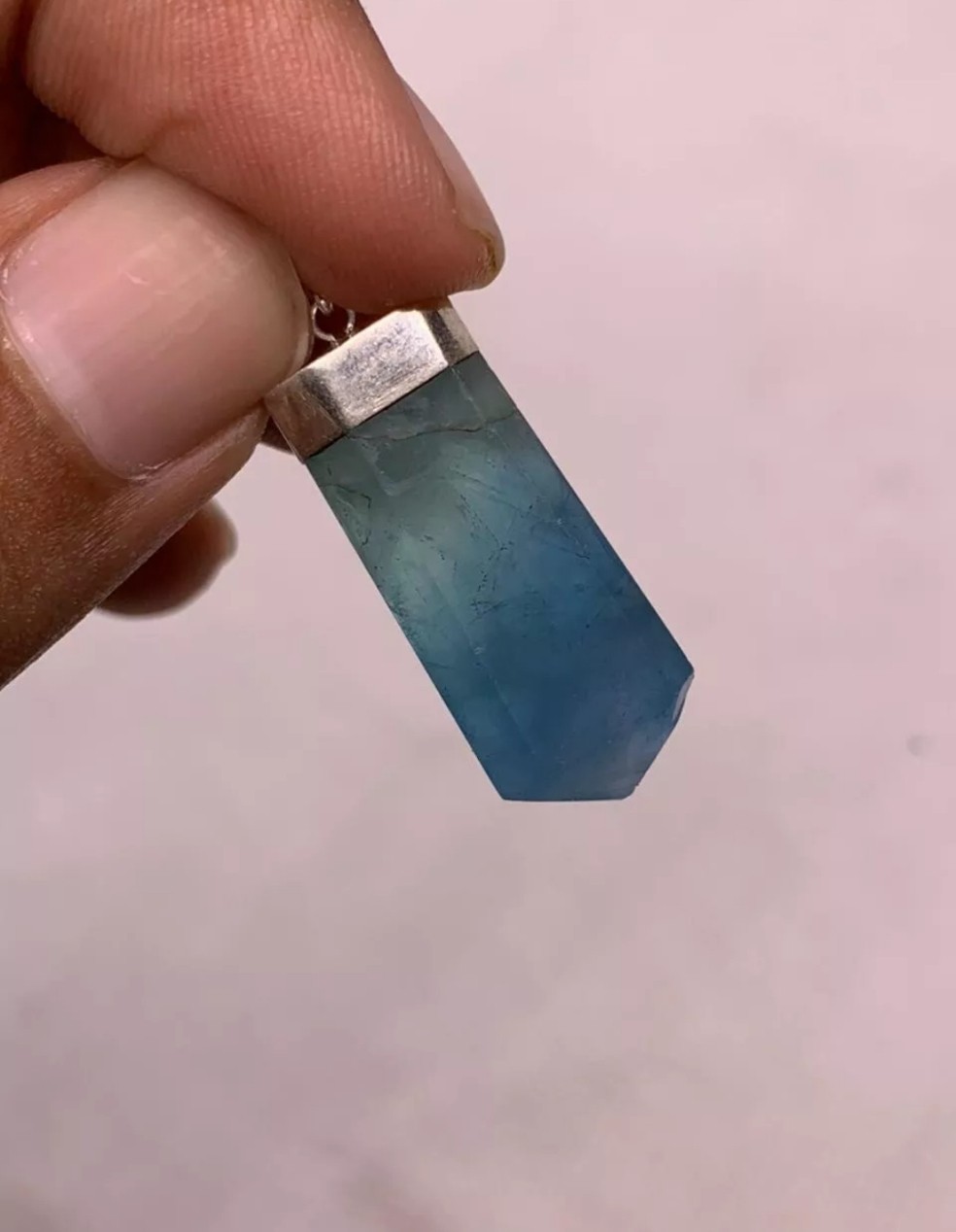 Top Quality Gemstone Blue Fluorite Pendant 925 Sterling Silver Pendant