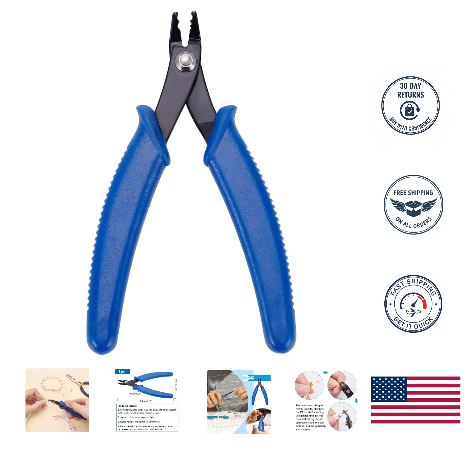 Versatile 5.12″ Crimping Pliers for DIY Jewelry and Crafts – Deep Blue Finish