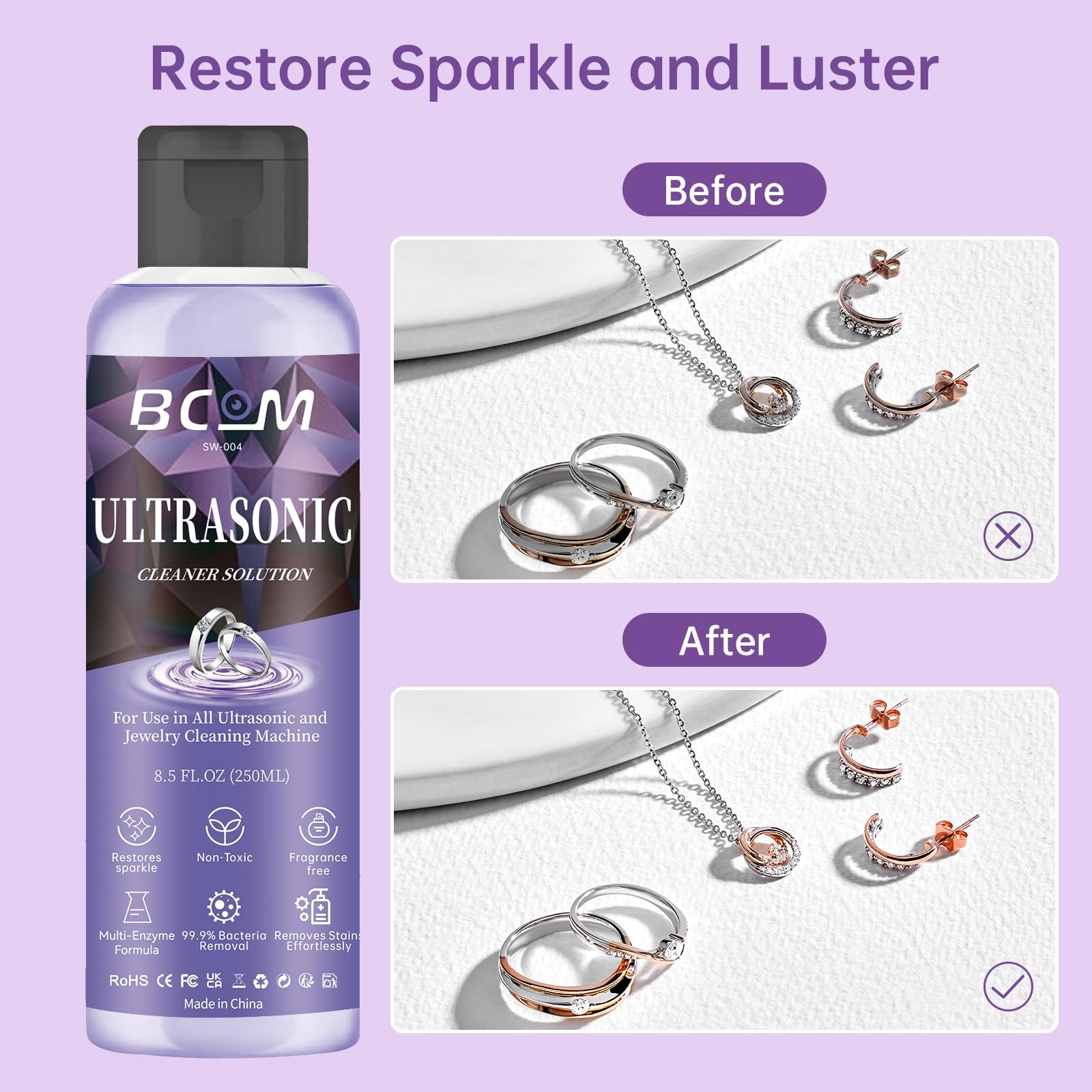 Ultrasonic Jewelry Cleaning Solution, Great for Use in All Ultrasound Purple