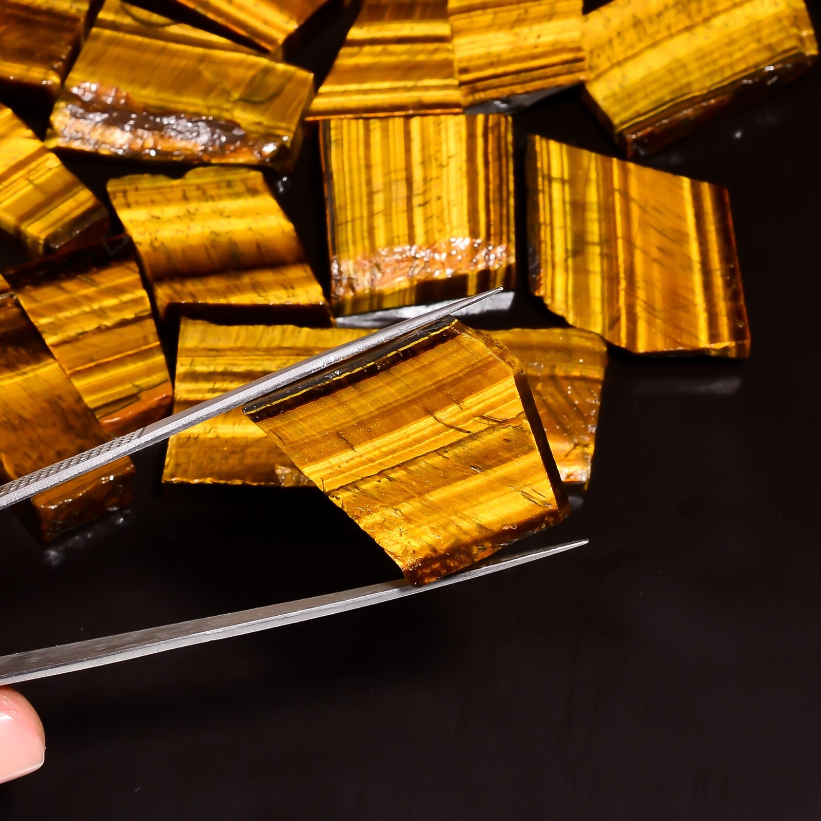Natural Tiger’s Eye Slice Rough Gemstone Raw Tiger Eye Stone Small Slab