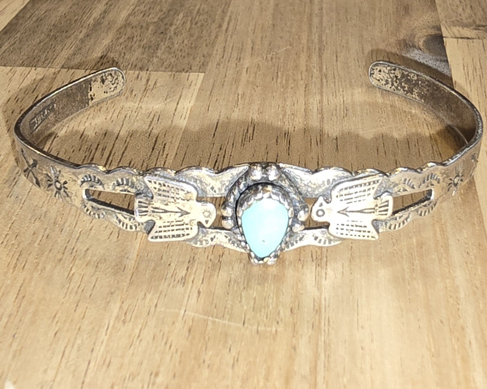 Antique Fred Harvey Era Navajo Sterling Silver And Turquoise cuff.