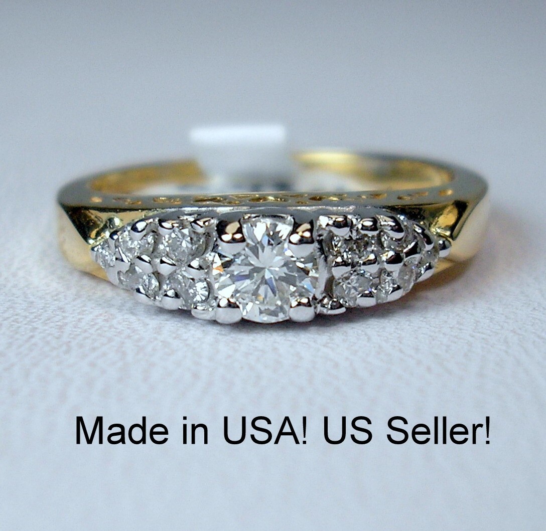 0.24 ct Round 0.43 cttw Natural Diamonds 14K Two-Tone Gold Ring Was $1,395 Video