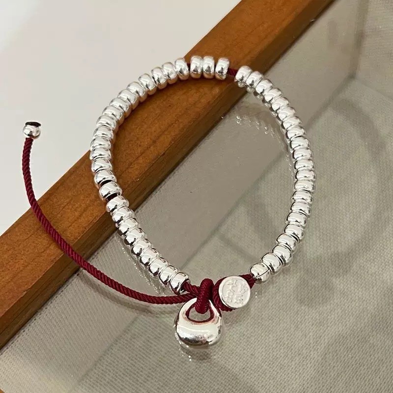 Pure silver Ping An Joy Money Chain coiled bracelet